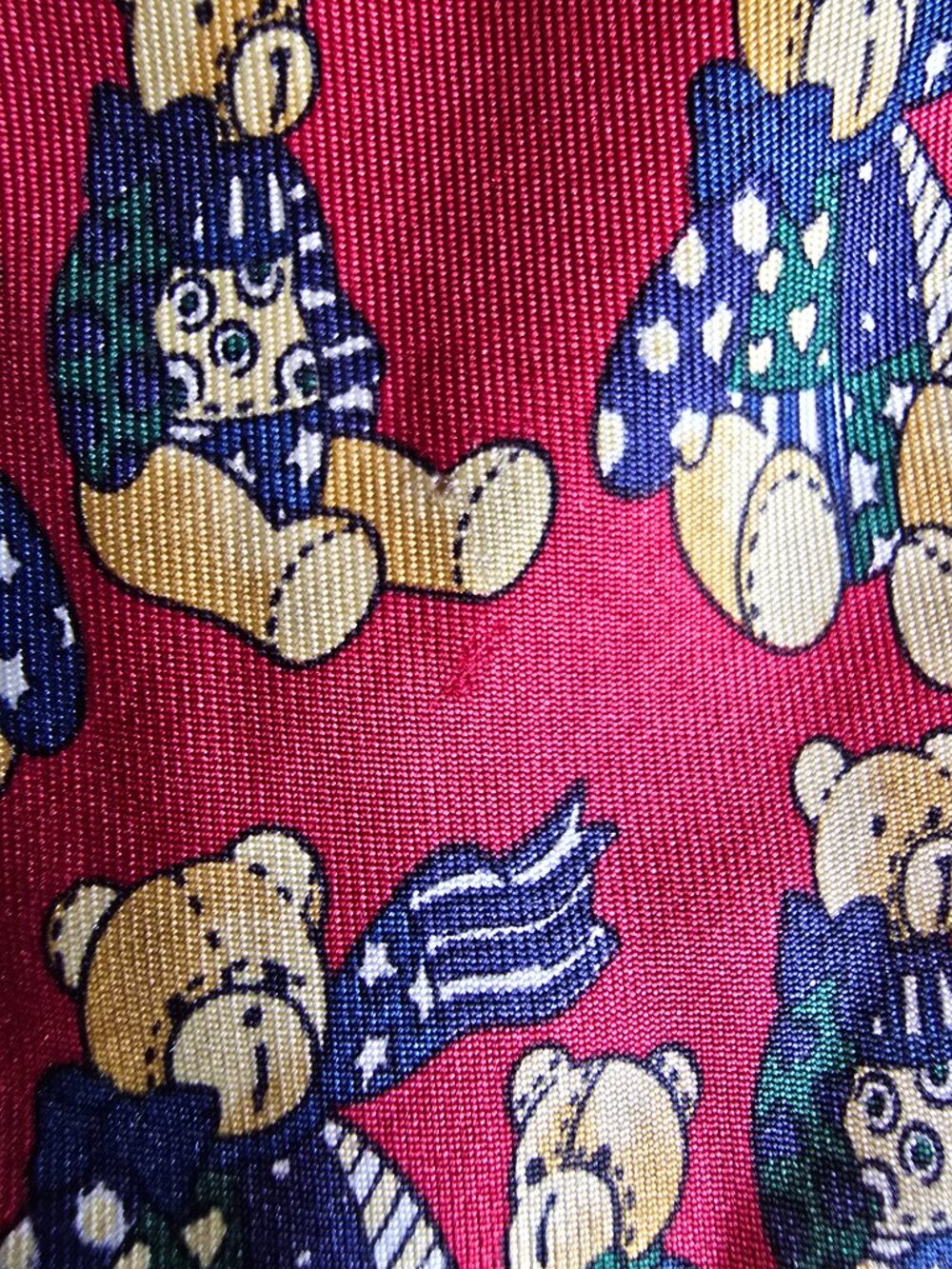 Vintage Chaps Ralph Lauren Polo Bear Silk Tie Red Made In France 90s Novelty - Picture 7 of 9